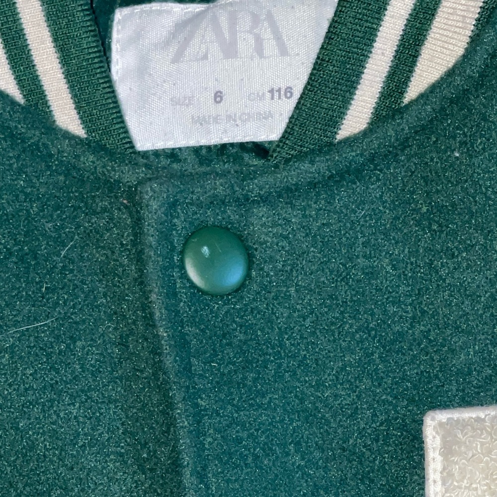 Zara Green and White Varsity Jacket for Kids - Picture 5 of 5